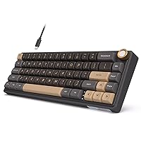 RK ROYAL KLUDGE R65 Wired Gaming Keyboard with Volume Knob, 60% Percent RGB Backlit Mechanical Keyboard Gasket Mount with PBT Keycaps, MDA Profile, QMK/VIA, 66 Keys Hot Swappable Cream Switch, Black