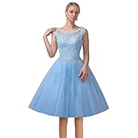 Boat Neck Beaded Homecoming Dreses Short Formal Party Prom Ball Gown