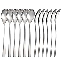 Soup Spoons Stainless Steel Round Spoons Asian Soup Spoon Set of 6 Long Handle Dinner Spoons for Kitchen Restaurant or Home (12)