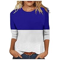 Summer Blouses for Women Floral 3/4 Sleeve Shirts Crewneck Tees Slim Fit Summer Tshirts Ethnic Slim Cute Blouse