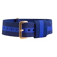 Clockwork Synergy, LLC 18mm Nato Rose Gold Nylon Loop Striped Navy Blue / Purple Interchangeable Replacement Watch Strap Band