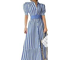 Women's Dress Waist Temperament Solid Color Mid Length Skirt Slimming Dress