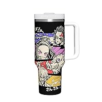 40 oz Tumbler with Handle and Straw Demon anime Large Capacity Handle Car Tumbler,Animation lover gifts Stainless Steel Insulated Travel Coffee Mug Keeps Drinks Chilled 24 Hours for the Office and Gym
