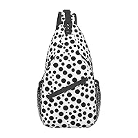 Black And White Dots Printed Patterns Cross Chest Bag Diagonally Multi Purpose Cross Body Bag Travel Hiking Backpack Men And Women One Size