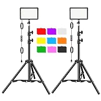Studio LED Video Light Kit - 9 Color Filters, Adjustable Tripod, for Photo Video Streaming