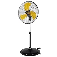 VENTISOL 20 Inch High Velocity Pedestal Fan 4,850CFM Oscillating Stand Up Fan, 3-Speed Heavy-duty Pedestal Fan for Commercial, Residential,Industrial,Shop,Warehouse,Worksites,Gym,Garage