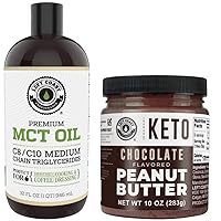 Left Coast Performance 32oz Premium MCT Oil and 10oz Keto Chocolate Peanut Butter for Keto Diet