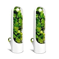 Herb Saver for Refrigerator, Herb Saver Pod, Vegetable Preservation Bottle, Fresh Herb Keeper for Cilantro, Mint, Parsley, Asparagus, Keeps Greens Fresh for 2-3 Weeks (2PCS)