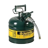 Justrite AccuFlow 2 Gallon Green Galvanized Steel Type II Safety Can With 5/8