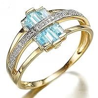 Girlfriend Teen Rectangle Cubic Zirconia Gold Plated Eternity Wedding for Womens Band Ring Girls Birthday Gift Size 6 to 10