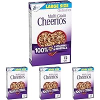 Cheerios Multi Grain Cheerios Heart Healthy Cereal, Large Size Cereal Box, 12 Oz(Pack of 4)