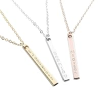 Personalized Your Name Vertical Necklace | Dainty 16K Gold/Silver/Rose Gold Plated Bar Necklace | Bridesmaid Gift | Wedding Gift | Graduation Day Gift