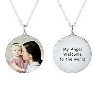 MeMeDIY Personalized Photo Necklace Customized Picture Necklace Sterling Silver Memorial Gift for Couple Women Girl Sister Daughter