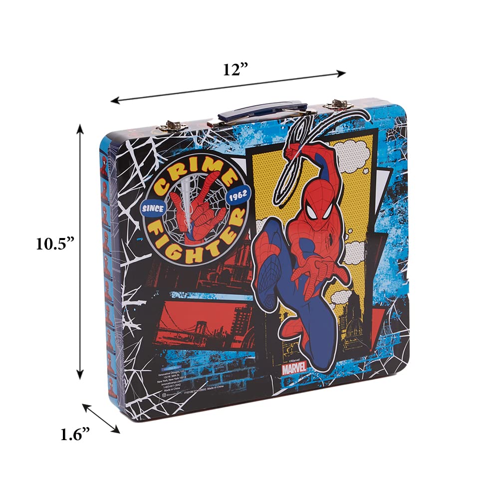 Innovative Designs Marvel Spiderman Deluxe Activity Set with Carrying Tin, Coloring Sheets, Tattoos, Stickers, & Art Supplies