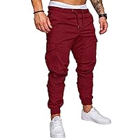 Dudubaby Plus Size Dress Pants for Mens Work Pants Casual Multi Pocket Trousers Sports Drawstring Trousers