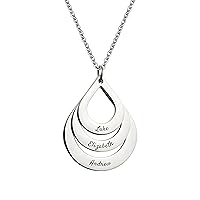 Personalized Mother Necklace with 3 Names Engraved Teardrop Necklace Gold Plated Custom Name Necklace for Women Mother Daughter Grandmother BFF Family Necklace Gift