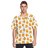 vvfelixl Cartoon Oranges Hawaiian Shirt for Men,Men's Casual Button Down Shirts Short Sleeve for Men S