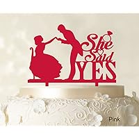 She Said Yes Wedding Cake Topper Custom Name Cake Topper Color Option Available 6