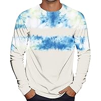 T Shirts for Man Graphic Tees Cool Novelty Tie Dye Design Streetwear Long Sleeve T Shirts Casual Lightweight Tops
