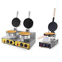 Dyna-Living 110V 1400W Bubble Waffle Maker & 110V 2400W Double-head Commercial Waffle Maker for Home Use, Stainless Steel Professional Waffle Maker and Bubble Waffle Machine for Restaurant