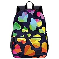 Rainbow Emblems of Hearts 17 Inch Laptop Backpack Large Capacity Daypack Travel Shoulder Bag for Men&Women