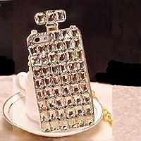 Luxury Diamond Rhinestone Perfume Bottle Case for iPhone 13 Pro Max with Lanyard Strap (A)