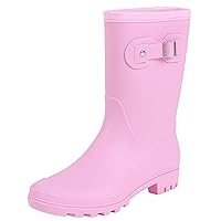 Women's Mid Calf Rain Boots Waterproof Fashion Garden Shoes Anti-slipping Rainboots For Women Comfortable Insole Light Rain Shoes