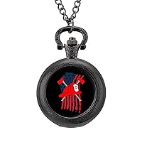 Firemans Axe USA Flag Pocket Watches for Men with Chain Digital Vintage Mechanical Pocket Watch