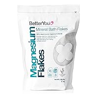 BetterYou Magnesium Mineral Bath Flakes - Mineral Bath Salts with Magnesium Chloride - Foot Bath or Body Bath Soak - Safe On Sensitive Skin - 2.3 lb