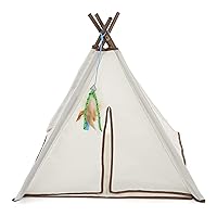 SmartyKat Kitty Camp Crinkle Cat Tent Hideaway with Feather Toy - Beige, One Size
