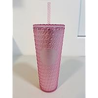 Starbucks Plastic Cold CUP Cherry Blossom Pink Chain Soft Touch Ice Tumbler 24oz Venti Size