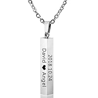 Personalized Custom Pendant Cuboid Stainless Steel Bar Pendant Necklace for Gift
