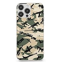 Camouflage Gun Full Covered Soft Cover TPU Phone Protective Case Compatible with iPhone 13 Series