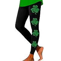 St. Patricks Day Leggings for Women Shamrock Printed Leggings High Waist Tummy Control St Paddys Day Yoga Pants