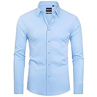 Alimens & Gentle Slim Fit Mens Dress Shirts Long Sleeve Dress Shirts for Men Stain Sheild Button Down Shirt Men Big