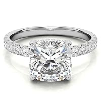 Kiara Gems 3 CT Cushion Infinity Accent Engagement Ring Wedding Rings, Eternity Band Vintage Solitaire Silver Jewelry Halo-Setting Anniversary Praise Vintage Ring Gift