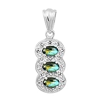 Multi Choice Oval Shape Gemstone 925 Sterling Silver Cluster Accents Pendant Jewelry