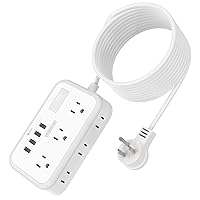 Extension Cord 15 ft, Surge Protector Power Strip with 6 Widely Outlets 4 USB Ports, Flat Plug, Wall Mount Outlet Extender, 1080 Joules, Multiple Outlets for Indoor Home Office, Dorm Room Essentials
