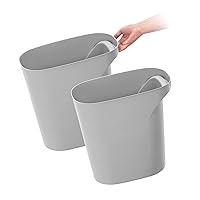 IRIS USA 6 Gallon / 24 Quart Plastic Wastebasket Trash Cans for Home, Office, Bedroom, Bathroom, Gray, 2-Pack