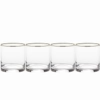 Mikasa Julie Gold Set of 4 Double Old Fashioned Rocks Glass, 15-Ounce, Clear