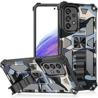 Case for Galaxy A32 4G,Camouflage Military Car Holder Protection [Built-in Kickstand] Magnetic Heavy Duty TPU+PC Shockproof Phone Case for Samsung Galaxy A32 4G (Navy)
