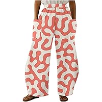 Women's Pants Cute Straight Barrel Wide Leg Trousers with Funny Patterned Tunics Pants Retro Relaxed Casual Sweatpants