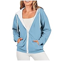 Sweatshirt For Women, Women's Casual Fashion Solid Color Long Sleeve Pullover Hoodies Zipper Sweatshirts Coat