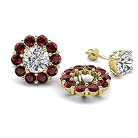 Round Red Garnet 2.31 ctw Halo Jackets for Stud Earrings in 14K Gold