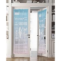 Sheer French Door Curtain Mother's Day Text Carnation Love Gift Semi Sliding Door Curtains Light Filtering Voile Front Door Patio Glass Door Curtains, 1 Panel, 54x72 Inch