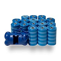 Dog Poop Bags (240 Bags) for Waste Refuse Cleanup, Doggy Roll Replacements for Outdoor Puppy Walking and Travel, Leak Proof and Tear Resistant, Thick Plastic - Blue Strips
