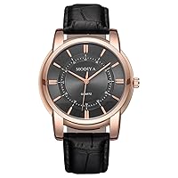 Men's Wrist Watches, Analog Quartz Business Style Men's Watch with Leather Strap
