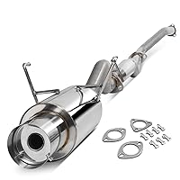 Auto Dynasty 4 inches Round Muffler Tip Stainless Steel Catback Exhaust System Compatible with Honda Civic EX 1.7L 01-05