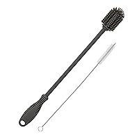 Goodful Reusable Bottle and Straw Cleaning 2-Piece Brush Set, Scratch Free Silicone Bottle Cleaner and Bristle Wire Straw Cleaner, Dishwasher Safe, Gray
