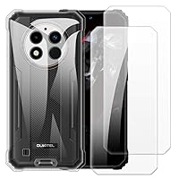 Case Cover Compatible with Oukitel WP28 + [2 Pack] Screen Protector Tempered Glass Film - Soft Flexible TPU Silicone for Oukitel WP28 (6.52 inches) (Transparent)